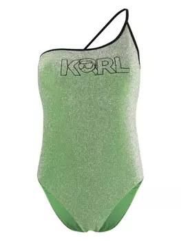 Karl Lagerfeld купальник Ikonik 2.0 с люрексом, зеленый
