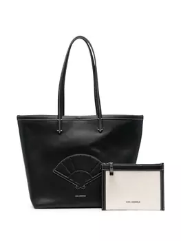 Karl Lagerfeld large Fan embossed tote bag, черный