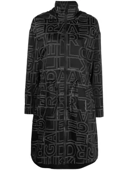 Karl Lagerfeld logo jacquard hooded parka, черный
