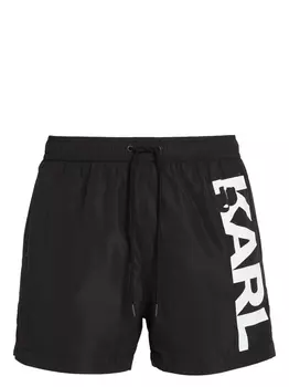 Karl Lagerfeld logo-print swim shorts, черный