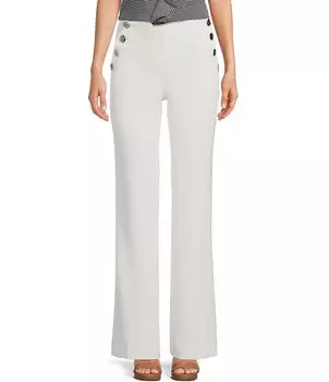 KARL LAGERFELD PARIS Длинные брюки с карманами на пуговицах и высокой талией, белый