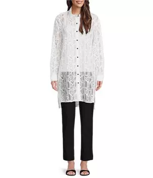 KARL LAGERFELD PARIS Объемная блузка с кружевным воротником и длинными рукавами, белый