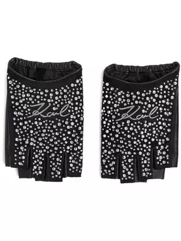 Karl Lagerfeld перчатки K/Signature со стразами, черный