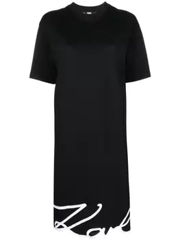 Karl Lagerfeld платье-футболка Signature из органического хлопка, черный