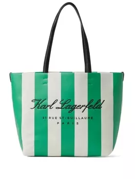 Karl Lagerfeld пляжная сумка Hotel Karl в полоску, зеленый