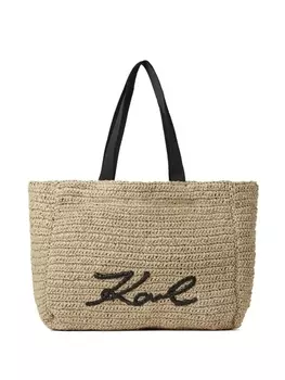 Karl Lagerfeld пляжная сумка Signature из рафии, нейтральный цвет