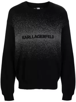 Karl Lagerfeld шерстяная толстовка вязки интарсия с логотипом, черный