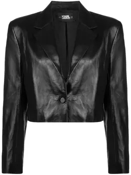 Karl Lagerfeld Signature cropped leather jacket, черный