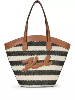 Karl Lagerfeld сумка-тоут Signature Tulip из рафии, нейтральный цвет