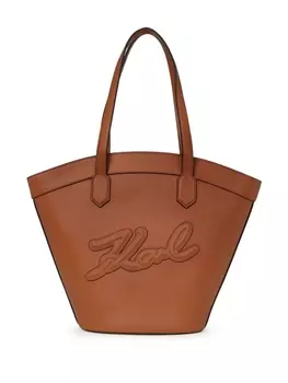 Karl Lagerfeld сумка-тоут Signature Tulip среднего размера, коричневый