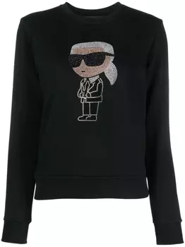 Karl Lagerfeld толстовка Ikonik со стразами, черный