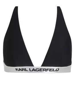 Karl Lagerfeld топ бикини с треугольными чашками и логотипом, черный