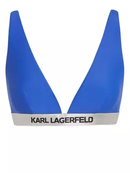 Karl Lagerfeld топ бикини с треугольными чашками и логотипом, синий