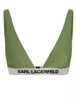 Karl Lagerfeld топ бикини с треугольными чашками и логотипом, зеленый