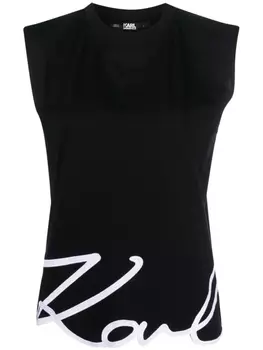 Karl Lagerfeld топ Signature из органического хлопка, черный