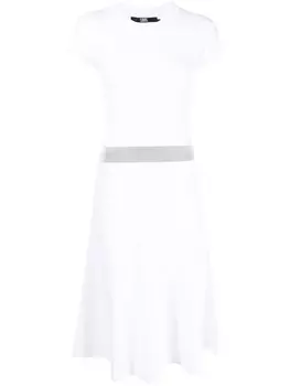 Karl Lagerfeld трикотажное платье миди с короткими рукавами, белый