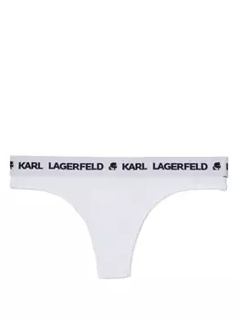 Karl Lagerfeld трусы-стринги с логотипом, белый