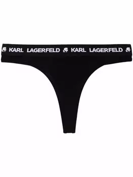 Karl Lagerfeld трусы-стринги с логотипом на поясе, черный