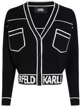 Karl Lagerfeld укороченный кардиган с логотипом, черный