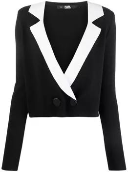 Karl Lagerfeld укороченный кардиган с заостренными лацканами, черный