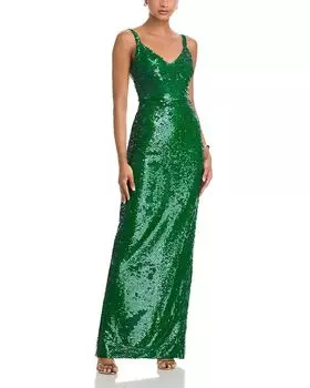 Карма Платье макси с пайетками L'AGENCE, зеленый