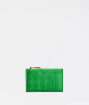 Карман для карт на молнии Bottega Veneta, зеленый