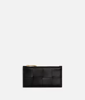 Карман для карт на молнии Bottega Veneta, черный