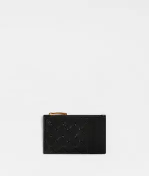 Карман для карт на молнии Bottega Veneta, черный