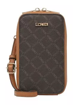 Карман для смартфона, эмблема, плечевой ремень, принт с логотипом L.CREDI, цвет Braun Gesamt Breite Tiefe