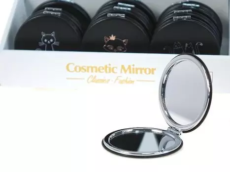 Карманное ЗЕРКАЛО для макияжа с УЗОРОМ КОШКИ ADAR