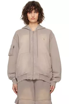 Карманный постиранный худи с капюшоном Box Open Yy, бежевый