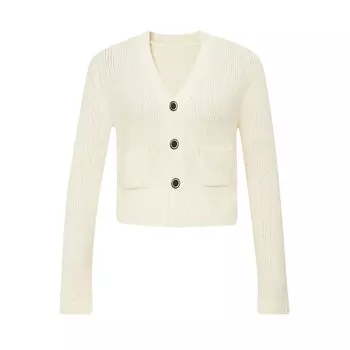 Карманный вязаный кардиган Deep Breath короткий, белый