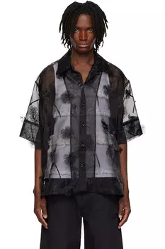 Карнация оргаззовая блуза-бокс Simone Rocha, черный