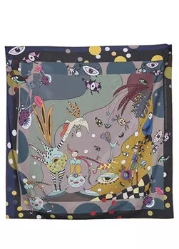 Карнавальный разноцветный женский шелковый шарф Nice Elements, синий