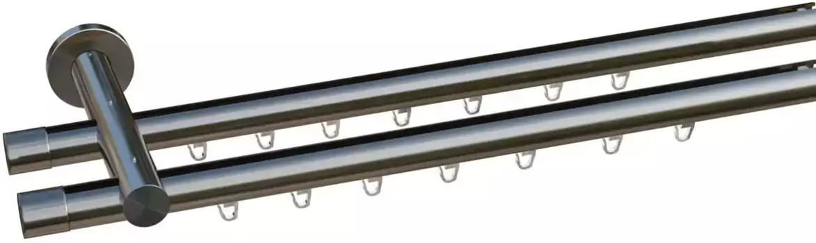 Карниз для моего дома My home "Cap 2-track" 120 см, 20 мм, цвет edelstahlfarben/silberfarben