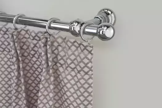 Карниз для штор GARESA "ANDREA", 1 направляющая, желаемая длина, комплект для штор, выдвижной, концевая кнопка шаровая короткая, с кольцами 130 см, 20 мм, цвет chromfarben