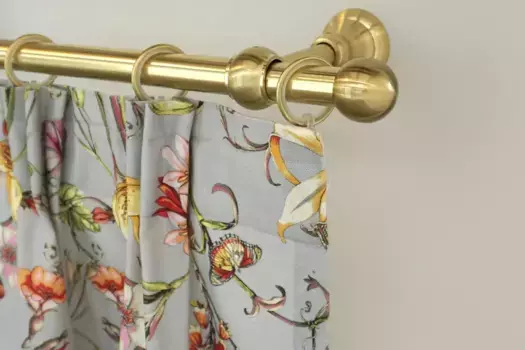 Карниз для штор GARESA "ANDREA", 1 направляющая, желаемая длина, комплект для штор, выдвижной, концевая кнопка шаровая короткая, с кольцами 200 см, 20 мм, цвет mattmessingfarben