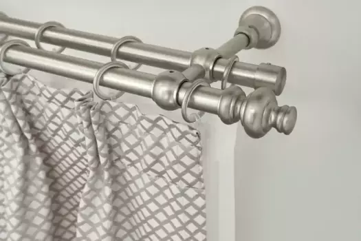 Карниз для штор GARESA "ANDREA", 2 направляющие, желаемая длина, комплект для штор, выдвижной, профиль торцевой кнопки большой, с кольцами 330 см, 20 мм, цвет mattnickelfarben