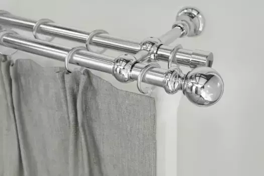 Карниз для штор GARESA "ANDREA", 2 направляющие, желаемая длина, комплект для штор, выдвижной, с шариковой концевой кнопкой, длинная, с кольцами 300 см, 20 мм, цвет chromfarben