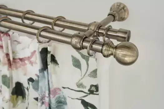 Карниз для штор GARESA "ANDREA", 2 направляющие, желаемая длина, комплект для штор, выдвижной, с шариковой концевой кнопкой, длинная, с кольцами 480 см, 20 мм, цвет antikmessingfarben