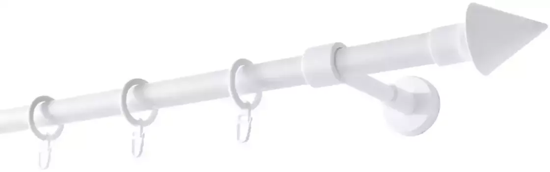 Карниз для штор GARESA "BASE", 1 направляющая, желаемая длина, комплект для штор, пластик, выдвижной, наконечник, с кольцами 400 см, 20 мм, белый