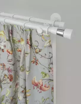 Карниз для штор GARESA "БЕЛЫЙ", 2 направляющие, желаемая длина, комплект для штор, выдвижной, настенный монтаж, концевая кнопка в 2 цветах 280 см, 20 мм, белый