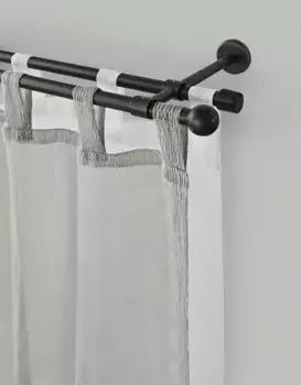 Карниз для штор GARESA "BOLTI", 2 направляющие, желаемая длина, комплект для штор, выдвижной, настенный монтаж, без колец 240 см, 16мм, черный