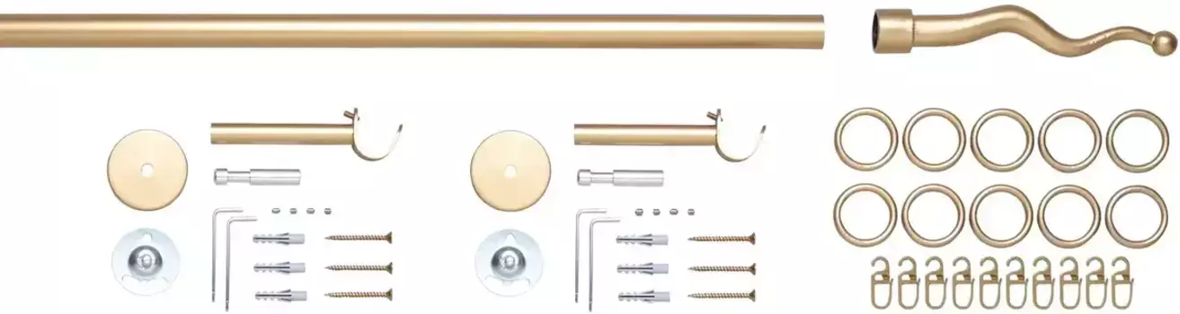 Карниз для штор GARESA "BOTAN", желаемая длина, комплект для штор, выдвижной, настенный монтаж, с кольцами и крючками 110 см, 20 мм, цвет goldfarben