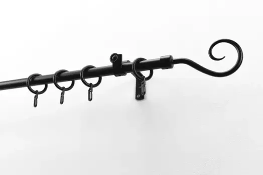 Карниз для штор GARESA "Clara", 1 направляющая, желаемая длина, комплект для штор, с кольцами и крючками, выдвижной, имитация нержавеющей стали 160 см, 16мм, черный