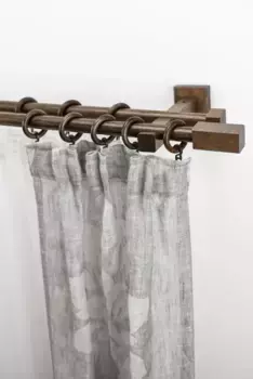 Карниз для штор GARESA "CUBUS", 2 направляющие, желаемая длина, комплект для штор, выдвижной, кнопка с квадратным концом, с кольцами 210 см, 20 мм, цвет nussbaum