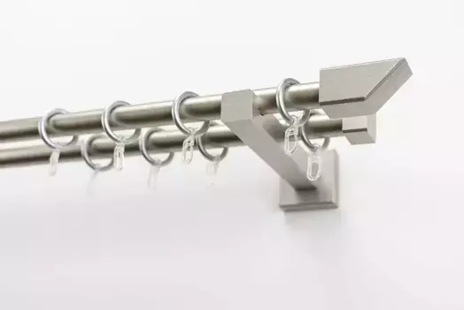 Карниз для штор GARESA "CUBUS", 2 направляющие, желаемая длина, комплект для штор, выдвижной, кнопка со скошенным концом, с кольцами 240 см, цвет mattchromfarben
