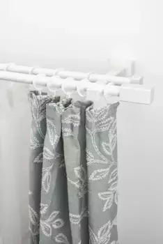 Карниз для штор GARESA "CUBUS", 2 направляющие, желаемая длина, комплект для штор, выдвижной, кнопка с квадратным концом, с кольцами 400 см, белый