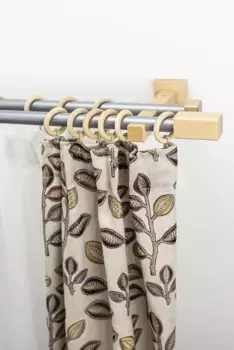 Карниз для штор GARESA "CUBUS", 2 направляющие, желаемая длина, комплект для штор, выдвижной, кнопка с квадратным концом, с кольцами 350 см, цвет natur/chromfarben