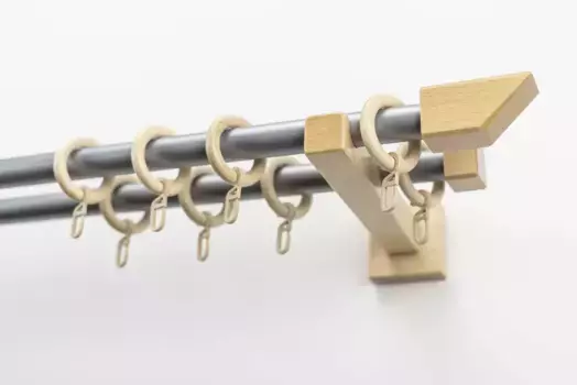 Карниз для штор GARESA "CUBUS", 2 направляющие, желаемая длина, комплект для штор, выдвижной, кнопка со скошенным концом, с кольцами 180 см, цвет natur/chromfarben